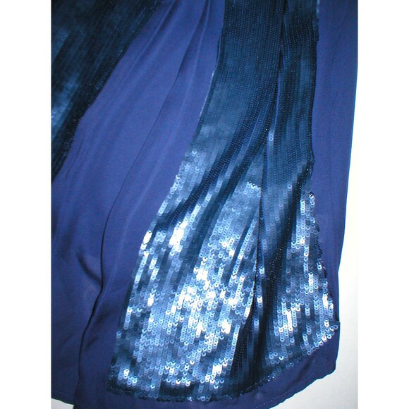 New Womens Designer Madison Marcus Silk Sequin Blouse Top Cami XS Dark Blue Tank - Picture 4 of 6